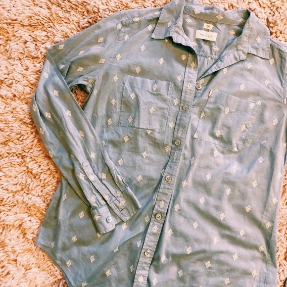 Ann Taylor Loft Blue The Softened Shirt Button Up - Picture 1 of 8
